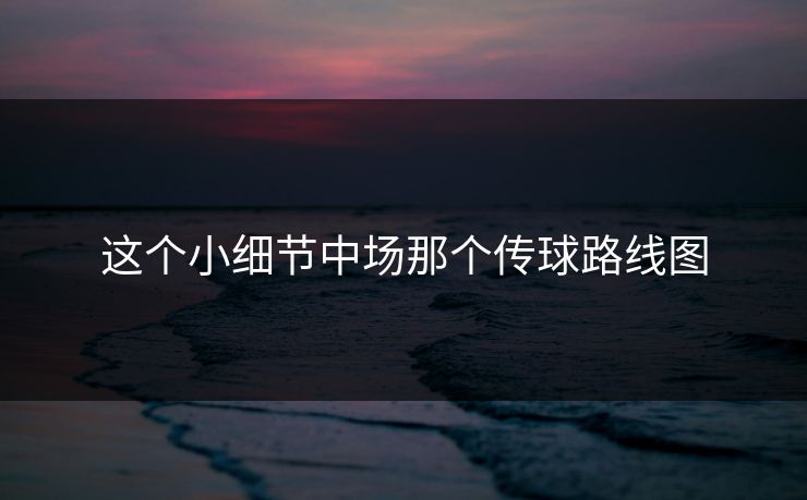 这个小细节中场那个传球路线图